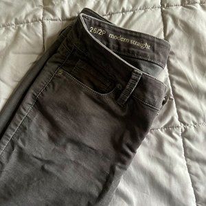 Ann Taylor Loft Grey Corduroy Modern Straight Jeans Size 2P
